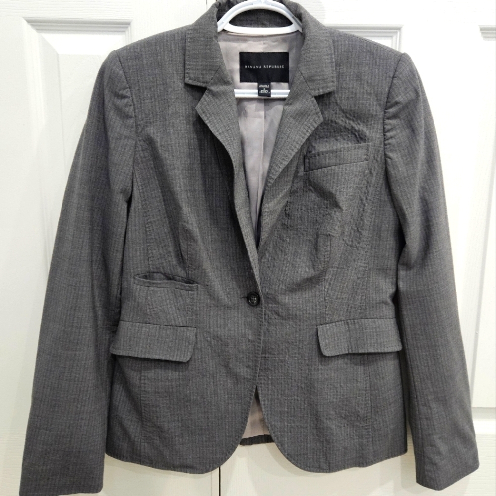 Banana Republic Women's Wool Blazer Suit Jacket Size 6 Gray